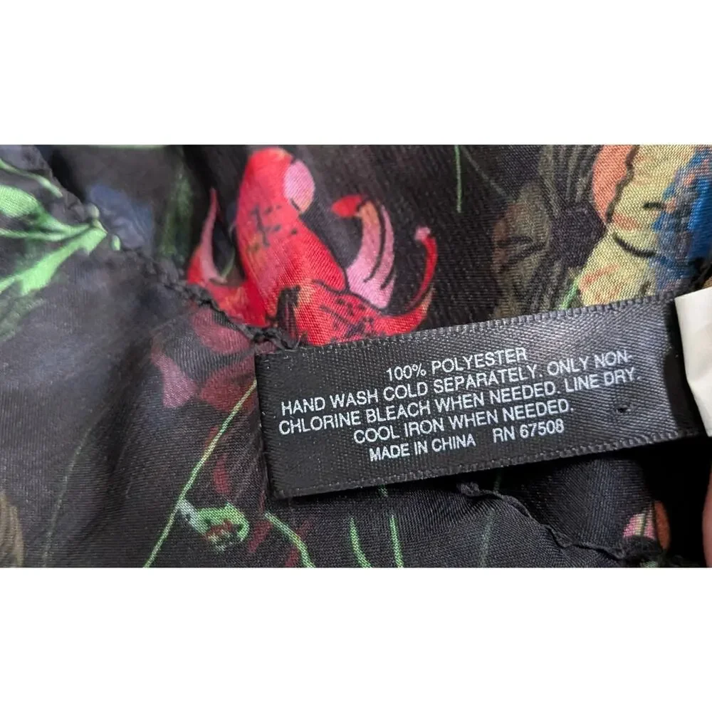 INC Scarf Floral Sheer Hair Black Botanical Boho Festival Rodeo Wrap 60